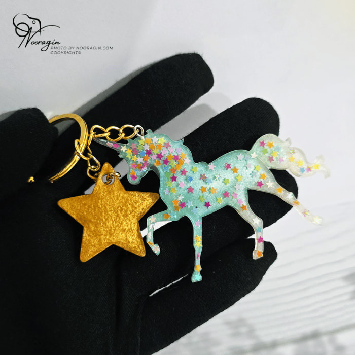 خرید جاکلیدی دخترانه، جاکلیدی یونیکورن رزینی مدل ستاره هدیه ای ماندگار، بهترین هدیه برای دختران